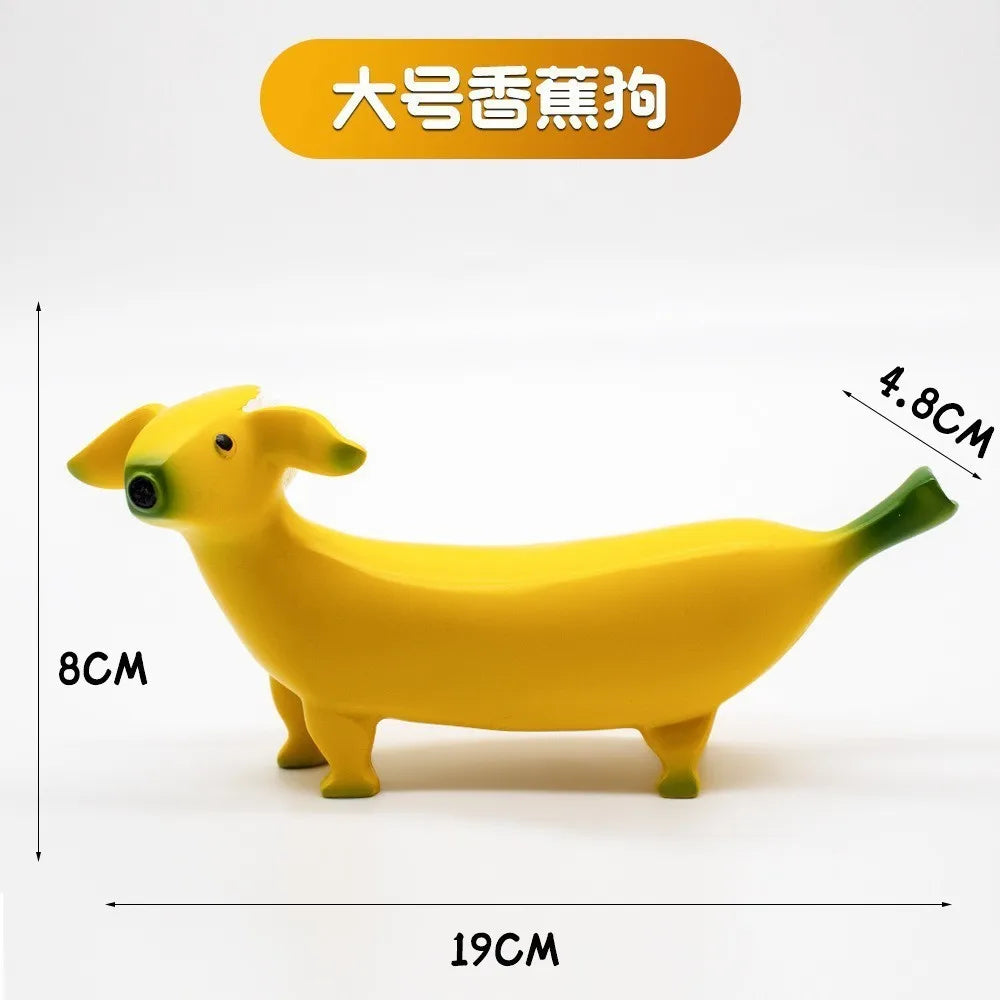 European Abstract Yellow Banana Dog Resin Craft Ornaments Art Animal Sculpture Banana Dog Living Room Countertop Decoration Gift