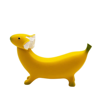 European Abstract Yellow Banana Dog Resin Craft Ornaments Art Animal Sculpture Banana Dog Living Room Countertop Decoration Gift