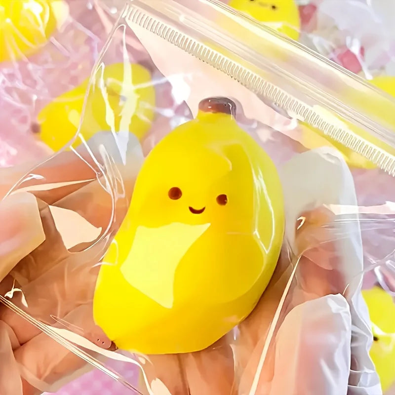 2pc Cute Lovely Simulation Banana Squeeze Toy Soft Super Soft Super Elastic Fruit Toys Elastic Pink Slow Rebound Fruit Toy Adult