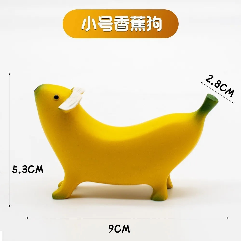 European Abstract Yellow Banana Dog Resin Craft Ornaments Art Animal Sculpture Banana Dog Living Room Countertop Decoration Gift