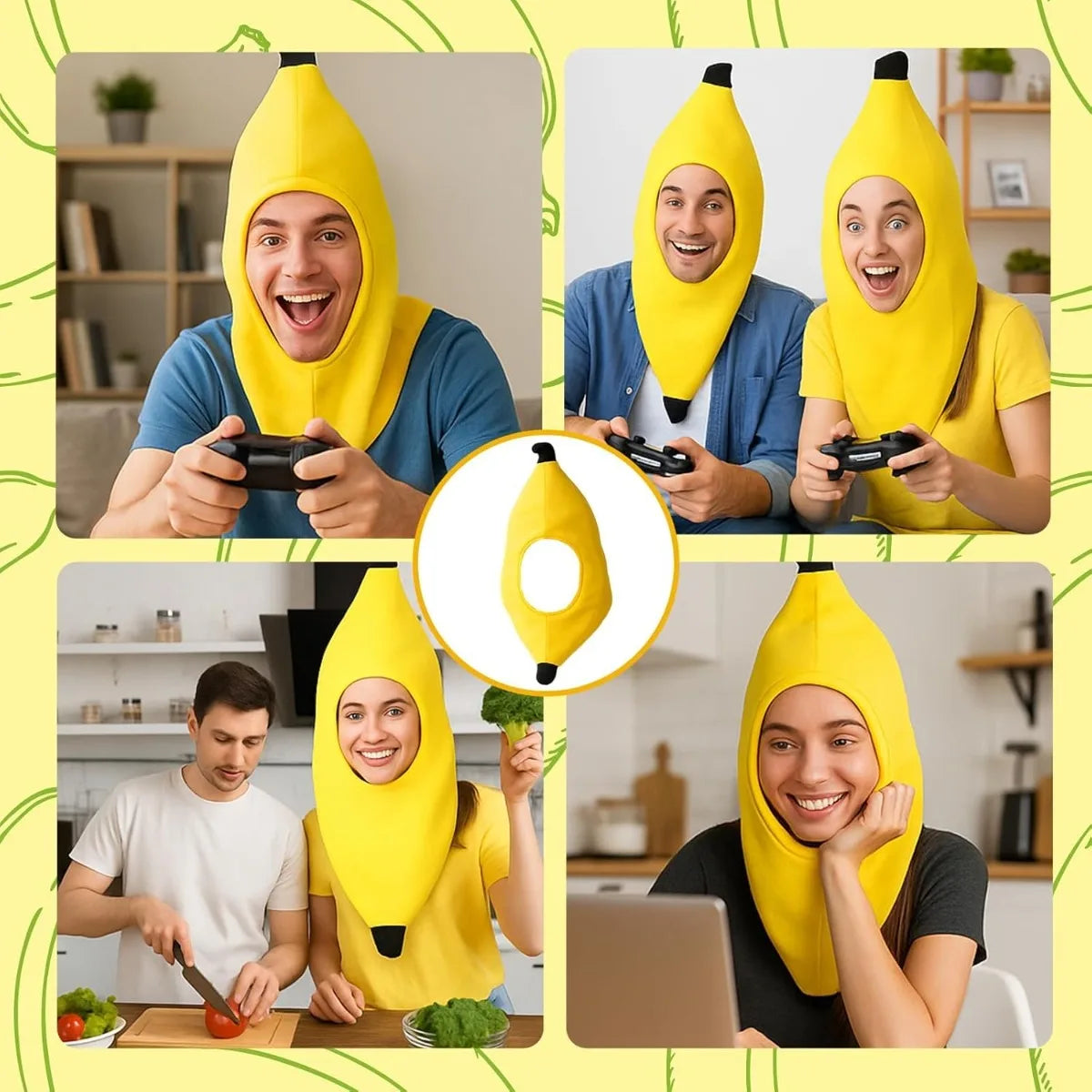 A fun banana hat, a photo prop and costume for themed parties, suitable for role-playing costumes and headgear at themed parties
